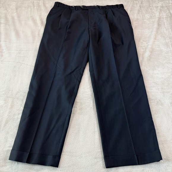 Lauren Ralph Lauren Other - Lauren Ralph Lauren Mens 40x30 Navy Blue 120s Wool Cashmere Pleated Cuffed Pants